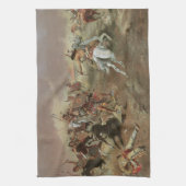 ヴィンテージインディアン、CM Russellによる覇権 キッチンタオル (縦)