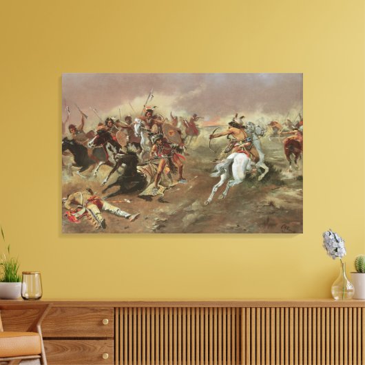 ヴィンテージインディアン、CM Russellによる覇権 キャンバスプリント (インサイチュ (リビング))