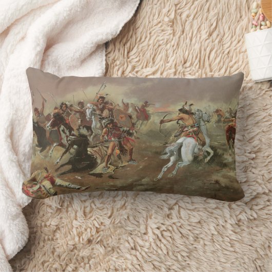 ヴィンテージインディアン、CM Russellによる覇権 ランバークッション (ブランケット)