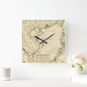 ヴィンテージインドの地図 |インディアン海 スクエア壁時計 (ホーム)