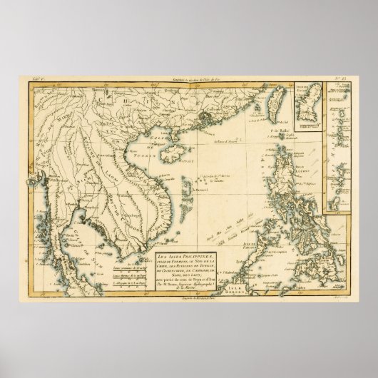 ヴィンテージインドの地図 |インディアン海 ポスター (正面)