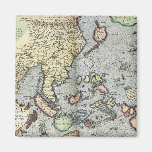 ヴィンテージインドの地図 | 1592 マグネット (正面)