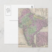 ヴィンテージインドの地図（1853年） ポストカード (正面/裏面)
