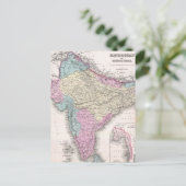 ヴィンテージインドの地図（1855年） ポストカード (スタンド正面)