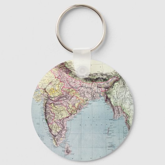 ヴィンテージインドの地図 | 1877 キーホルダー (正面)