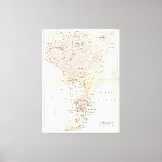 ヴィンテージインドの地図（1893年） キャンバスプリント (正面)