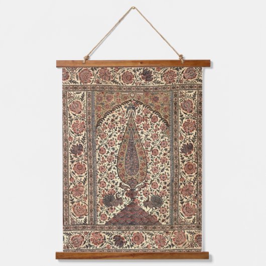 ヴィンテージインドの木、ピーコック、およびフローラデザイン 吊り下げ型タペストリー (正面)
