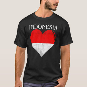 ヴィンテージインドネシア国旗のハート Tシャツ