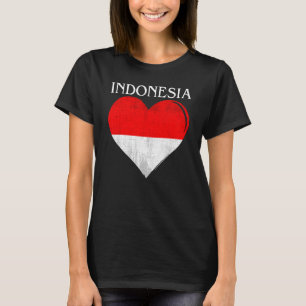 ヴィンテージインドネシア国旗のハート Tシャツ