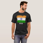 ヴィンテージインド国旗のインディアン&誇りを持った私のルーツ Tシャツ (正面フル)