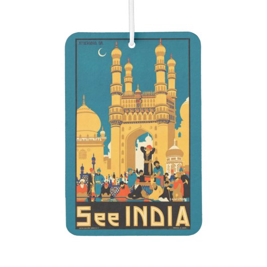 ヴィンテージインド旅行ポスターの空気清浄機 カーエアーフレッシュナー (正面)