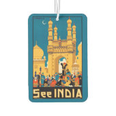 ヴィンテージインド旅行ポスターの空気清浄機 カーエアーフレッシュナー (裏面)