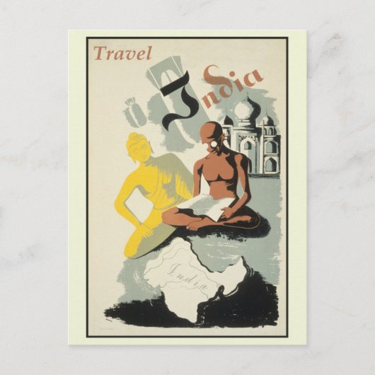 ヴィンテージインド旅行ポスター ポストカード (正面)