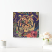 ヴィンテージインド旅行 スクエア壁時計 (ホーム)