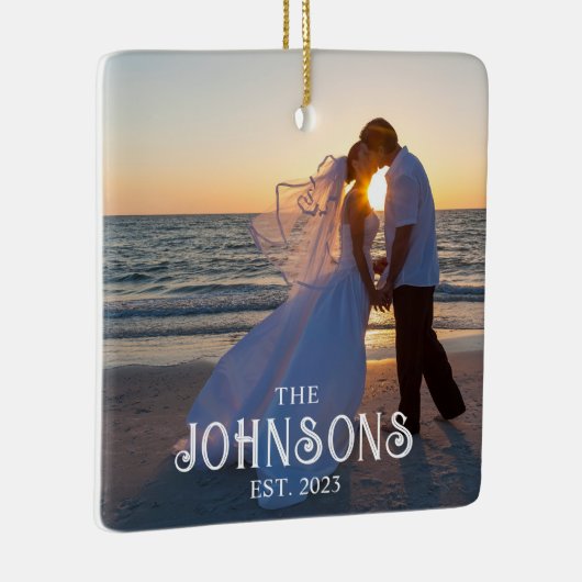 ヴィンテージインライン結婚文字の写真 セラミックオーナメント (右)