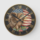 ヴィンテージイーグル時計，アメリカ国旗/アメリカ ラウンド壁時計 (正面)