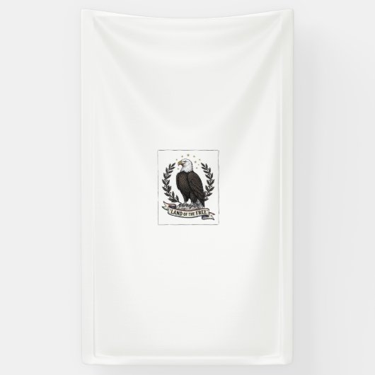 ヴィンテージイーグル自由の国愛国Tシャツデザイン 横断幕 (縦)