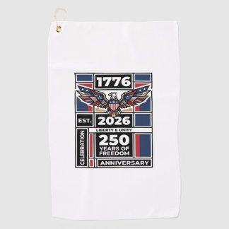 ヴィンテージイーグル 1776 2026 Tシャツ 愛国的なタイポグラフィ ゴルフタオル
