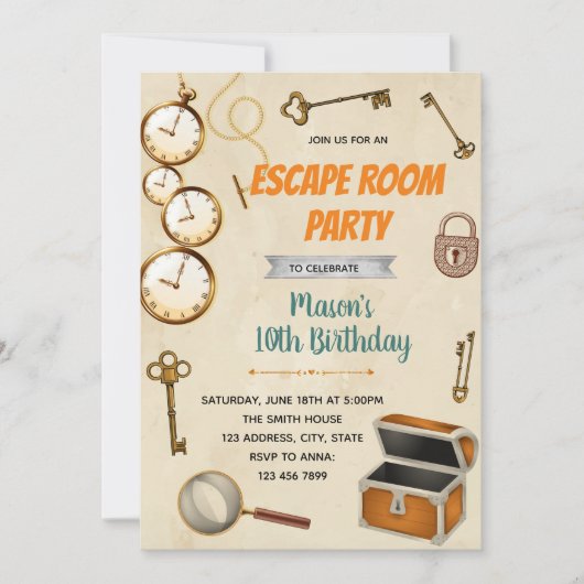 ヴィンテージイースケープルームの誕生日招待 招待状 (正面)