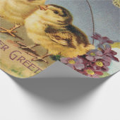 ヴィンテージイースターのかわいいひな、日傘の下 ラッピングペーパー (角)