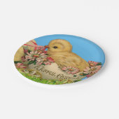 ヴィンテージイースターのひな（青い空とイースターの卵） ペーパープレート (アングル)