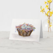 ヴィンテージイースターの卵かご折り畳みグリーティングカード カード (黄色い花)