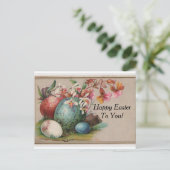 ヴィンテージイースターの卵と花 ポストカード (スタンド正面)