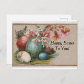 ヴィンテージイースターの卵と花 ポストカード (正面/裏面)