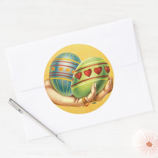 ヴィンテージイースターの卵の挨拶 ラウンドシール (封筒)