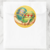 ヴィンテージイースターの卵の挨拶 ラウンドシール (バッグ)