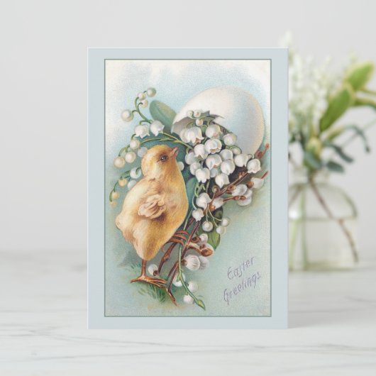 ヴィンテージイースターの卵、シックとリリー・オブ・ザ・バレー シーズンカード (スタンド正面)