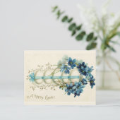 ヴィンテージイースターの卵（ブルーリボンで結ぶ） ポストカード (スタンド正面)