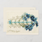 ヴィンテージイースターの卵（ブルーリボンで結ぶ） ポストカード (正面/裏面)