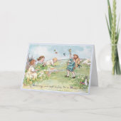ヴィンテージイースターの子どもたちとイースターバニー シーズンカード (正面)