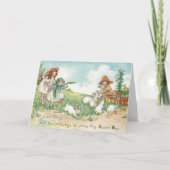 ヴィンテージイースターの子どもたちとイースターバニー シーズンカード (正面)