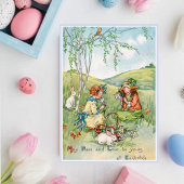 ヴィンテージイースターの子どもたちとイースターバニー シーズンカード