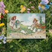 ヴィンテージイースターの子どもたちとイースターバニー シーズンカード