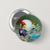 ヴィンテージイースターの挨拶がひよこサーカス 缶バッジ (正面&裏面)