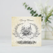 ヴィンテージイースターの鳥と巣の招待 招待状 (スタンド正面)