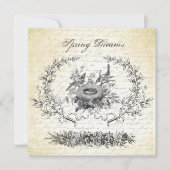 ヴィンテージイースターの鳥と巣の招待 招待状 (正面)