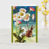 ヴィンテージイースターはがき – イースターバニー カード (黄色い花)