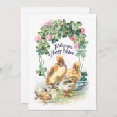 ヴィンテージイースターアヒルとシックスとクローバー シーズンカード (正面/裏面)