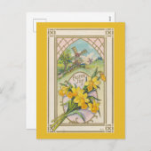 ヴィンテージイースターイエローダフォジルアンドウィンドミル シーズンポストカード (正面/裏面)