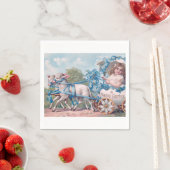 ヴィンテージイースターイラストレーションと少女と子羊 スタンダードカクテルナプキン (インサイチュ)