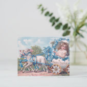 ヴィンテージイースターイラストレーションと少女と子羊 ポストカード (スタンド正面)