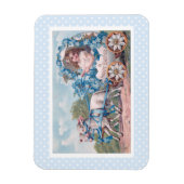 ヴィンテージイースターイラストレーションと少女と子羊 マグネット (縦)