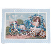 ヴィンテージイースターイラストレーションと少女と子羊 ラージペーパーバッグ (正面)