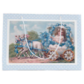 ヴィンテージイースターイラストレーションと少女と子羊 ラージペーパーバッグ (裏面)