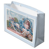 ヴィンテージイースターイラストレーションと少女と子羊 ラージペーパーバッグ (裏面アングル)