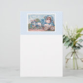 ヴィンテージイースターイラストレーションと少女と子羊 便箋 (スタンド正面)